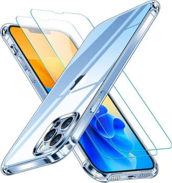 Futrola za Apple iPhone 13 PRO prozirna silikonska stražnja strana 2x9H staklo