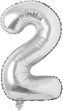 Veliki folijski balon ZA godišnjicu rođendana broj 2 srebrni 100cm