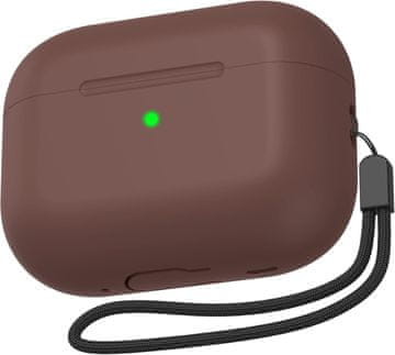 Futrola za Airpods PRO 1/2 s privjeskom, smeđa, mat, izdržljiva, zaštitna