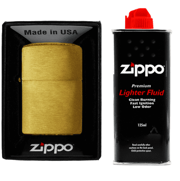 ZIPPO SET UPALJAČA OD MESINGA, BRUŠIRANI, BENZINSKI PRIBOR