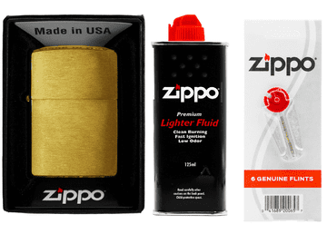 ZIPPO UPALJAČI SET MESINGANO BRUŠIRANI BENZINSKI KAMENJAČI Pribor