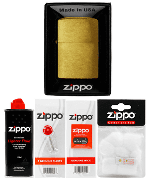ZIPPO UPALJAČI SET MESINGANO BRUŠENI BENZINSKI KAMENJAČI FITILJI PAMUČNI PRIBOR