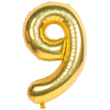 Veliki folija balon ZA godišnjicu rođendana broj 9 zlatni 40cm