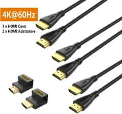 3x HDMI kabel 4K 60Hz 1,8 m + set kutnih adaptera od 90° i 270°