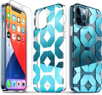 Futrola za Apple iPhone 12/12 PRO s plavim uzorcima + staklo