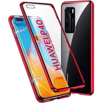 D&R Dr.Fit dvostrana magnetska staklena maskica za Huawei P40 crvena