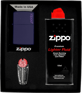 ZIPPO set upaljača, tamnoplavi, mat logo, poklon br. 1
