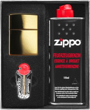 ZIPPO upaljač MESING VISOKO POLIRANI poklon set br. 1