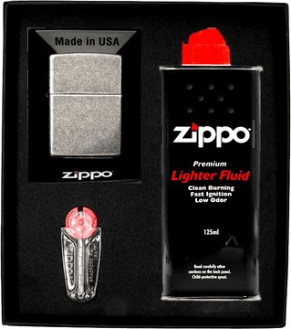 Zestaw ZIPPO upaljač ANTIQUE SILVER poklon br. 1