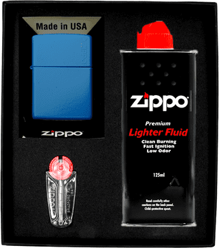 Zippo upaljač sky blue logo prezentni komplet no1
