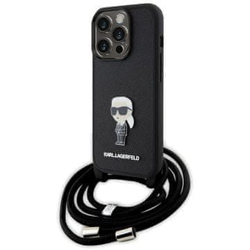 Karl Lagerfeld Karl Lagerfeld Crossbody Saffiano Monogram Metal Pin maska za iPhone 15 Pro - Crna
