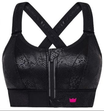 Fit crni sportski grudnjak s uzorkom zmije, snažna potpora, podesiv, 2XL