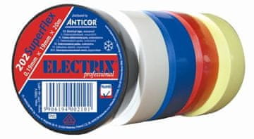 PVC električna izolacijska traka 0,19 mm x 19 mm x 20 m, boja rainbow, Electrix 202 SuperFlex, pakiranje od 5 komada