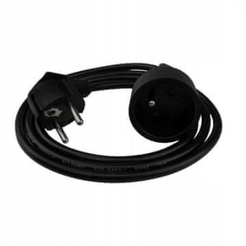 Produžni kabel 1 utičnica 1,5 m sa/bez 3x1,0 mm2 crne boje