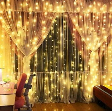 LED svjetlosna zavjesa 3x3m toplo bijela kontrola