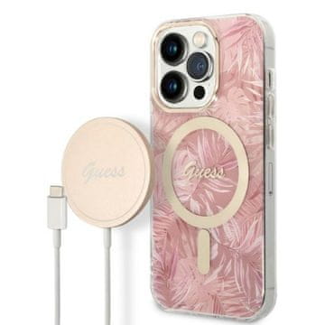 Guess Jungle MagSafe maskica za iPhone 14 Pro, roza