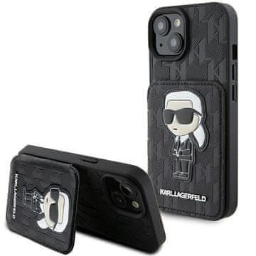 Karl Lagerfeld Saffiano maskica za iPhone 15 s utorima za kartice, crna