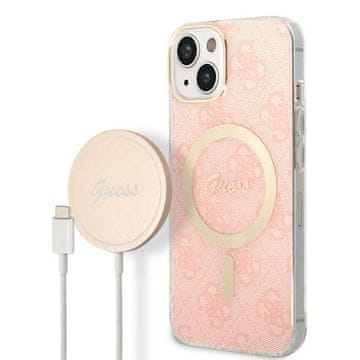 Guess tvrda 4G maska s MagSafe printom za iPhone 14 Plus, ružičasta