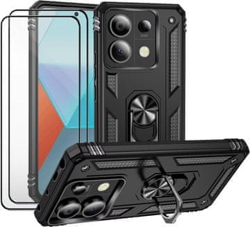 Futrola ZA Xiaomi MI 11T MI 11T PRO crna oklopna, čvrsta, 2x kaljeno staklo