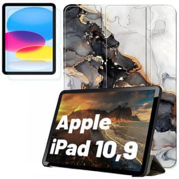 Futrola + staklo za Apple iPad 10.9" gen 10 2022 / iPad 11" gen 11 2025 futrola za tablet Book Case Cloudy Marble Marble