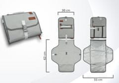 Nikcorp Podloga za prematanje beba, sklopiva i vodootporna, s džepovima za pelene i maramice, prijenosna putna torba, siva 55x62cm