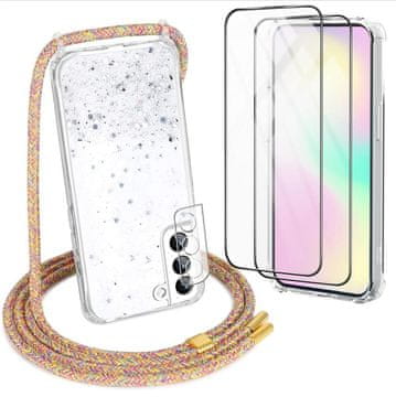 Set od 2x maskica + 2x kaljeno staklo ZA Samsung Galaxy S21 s glitterom SM-G991B