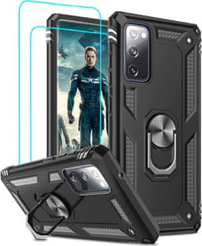 FUTROLA ZA Samsung Galaxy S20 FE 5G crna SA POSTOLJEM 2x kaljeno staklo