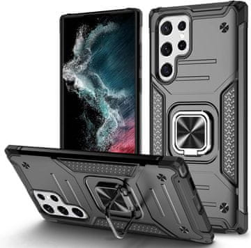 Crna oklopna futrola ZA Samsung Galaxy S22 ultra izdržljiva SA postoljem