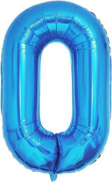 Veliki plavi folijski balon broj 0 za rođendan 100 cm 42"