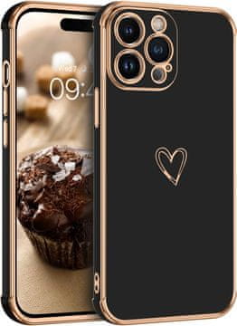 Silikonska futrola za Apple iPhone 14 Pro Max s crno-zlatnim okvirom A2894 A2651