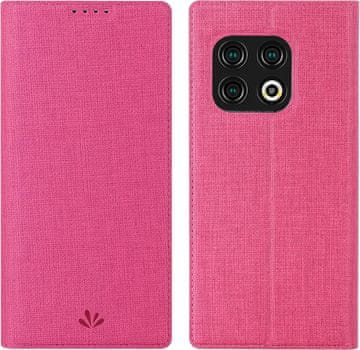 Preklopna futrola za OnePlus 10 Pro, ružičasta, vrhunskog teksturiranog materijala.