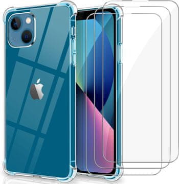 Futrola za Apple iPhone 13 prozirna 3X izdržljiva kaljena staklena folija