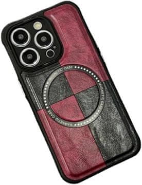 Futrola za Apple iPhone 14 Pro Max, crvena, crna, eko koža + MagSafe