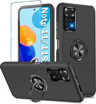 Set crnih čvrstih futrola za Xiaomi Redmi Note 11/11S + kaljeno staklo