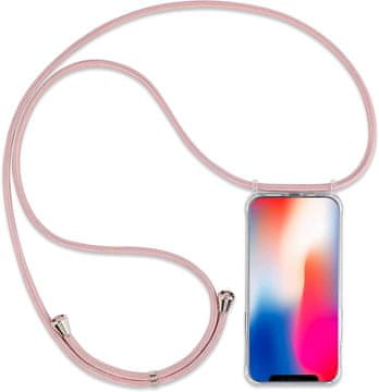Silikonska maskica za Apple iPhone X/XS s ružičastom vrpcom za vezanje A1865
