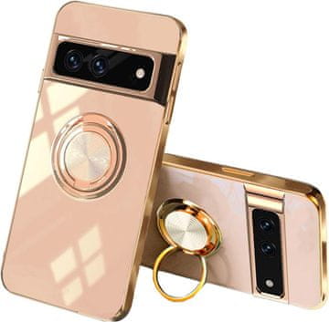 Silikonska maskica za Google Pixel 7 PRO puderasto ružičasta s prstenom