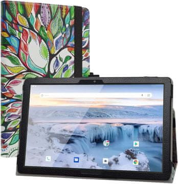 Futrola za tablet za Archos T101 4G bijela šarena bora s gumenom trakom za zatvaranje.