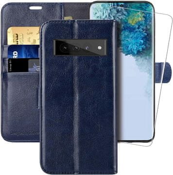 Preklopna futrola za Google Pixel 7 PRO, tamnoplava, eko koža, zaštitna folija