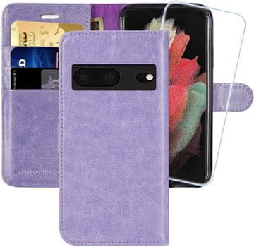 Zatvorena futrola ZA Google Pixel 7 s ljubičastim preklopom + zaštitna folija