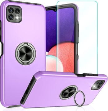 Futrola za Samsung Galaxy A22 5G ljubičasta, čvrsta stražnja strana + prsten