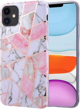 Silikonska futrola za Apple iPhone 11, šarena ružičasta mramorna A2111