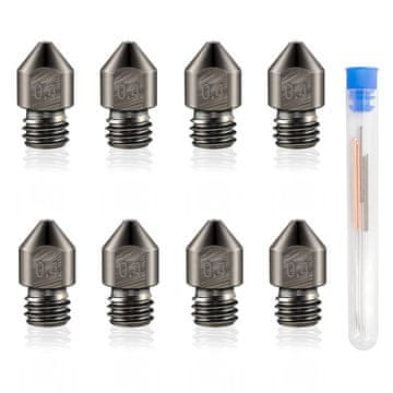 8x mlaznica za 3D printere 0,4 mm MK8 M6 čelik Makerbot Creality Ender + sredstva za čišćenje