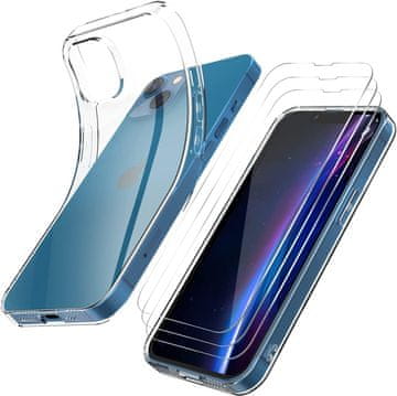 Set futrola ZA iPhone 14 Plus bezbojna prozirna + 3x kaljeno staklo