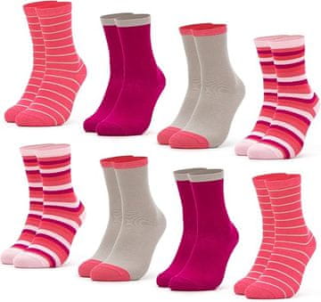 Set od 8 pari dječjih čarapa roze boje pamuka 27-30