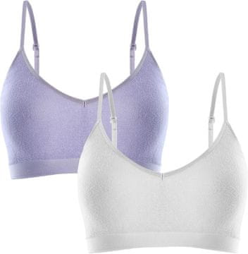Mekani sportski grudnjak, 2 komada, bijelo-ljubičaste boje, XL