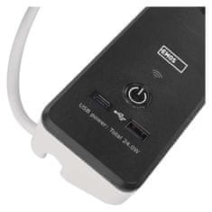 EMOS P1422SM GoSmart produžni kabel, 2 m, 4 utičnice, USB, bijelo-crni