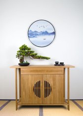 Bondek Azijska slika u okviru Ø 60 cm – Jutarnja plovidba u magli