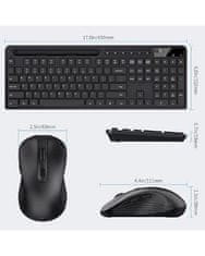 Marvo OFFICE KC411W COMBO bežični set tipkovnice i miša, SLO/HR raspored, ugrađeni stalak za telefon/tablet, crna