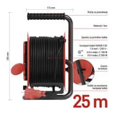 EMOS P082251 vanjski produžni kabel, 25 m, 4 utičnice