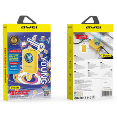 Awei P23K 10 000 mAh, 22,5 W, žuta, Powerbank s zaslonom